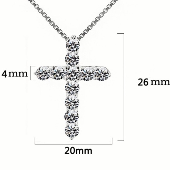 NEW CROSS 925 STERLING SILVER DIAMOND NECKLACE, NICE NECKLACE, CUTE NECKLACE - Picture 6 of 6